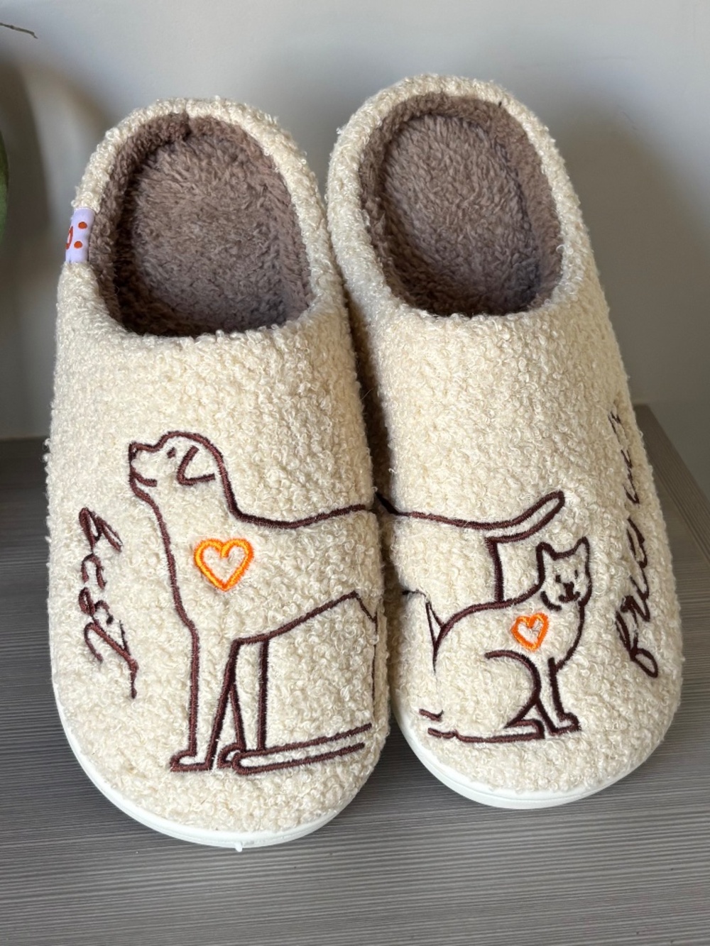 Cat & Dog Fuzzy Slippers by Best Friends Animal Society  W 8.5 - 9